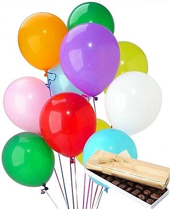 15 adet uan balon demeti ve 1 kutu ikolata